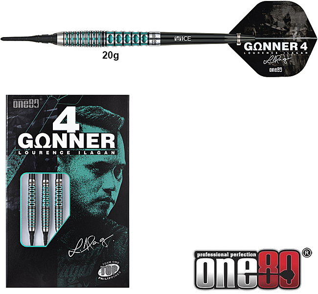 ONE80 Gunner 4 Black/Jade 90% -20g Soft