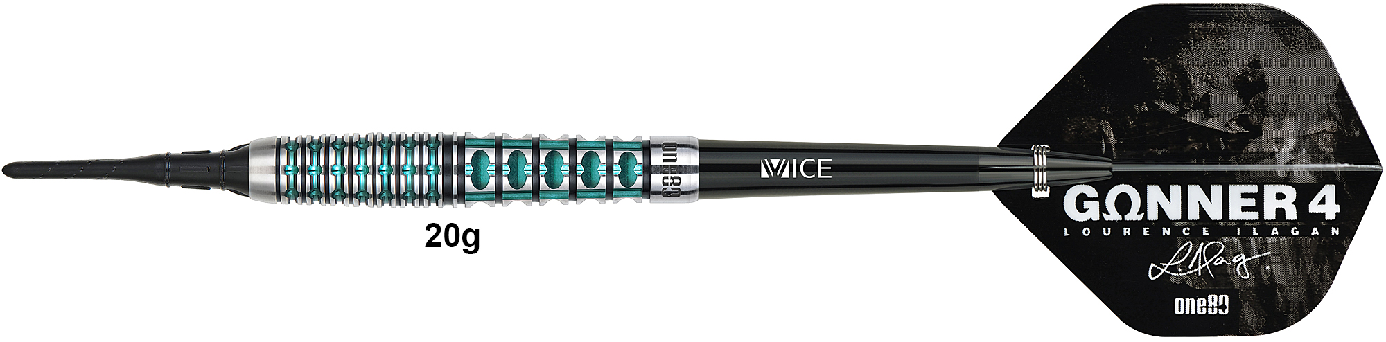 ONE80 Gunner 4 Black/Jade 90% -20g Soft