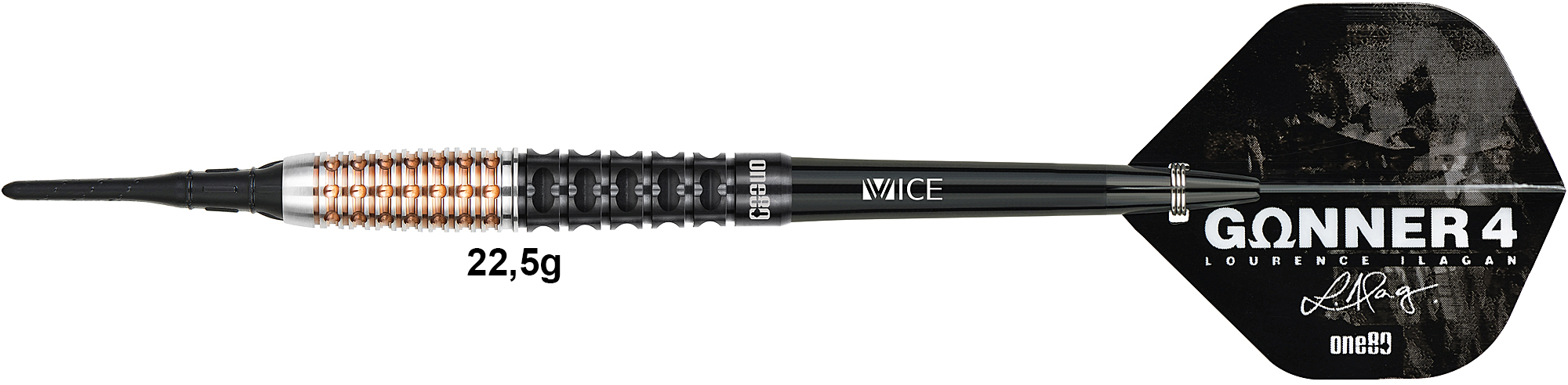 ONE80 Gunner 4 Black/Rosegold 90% - 22,5g Soft