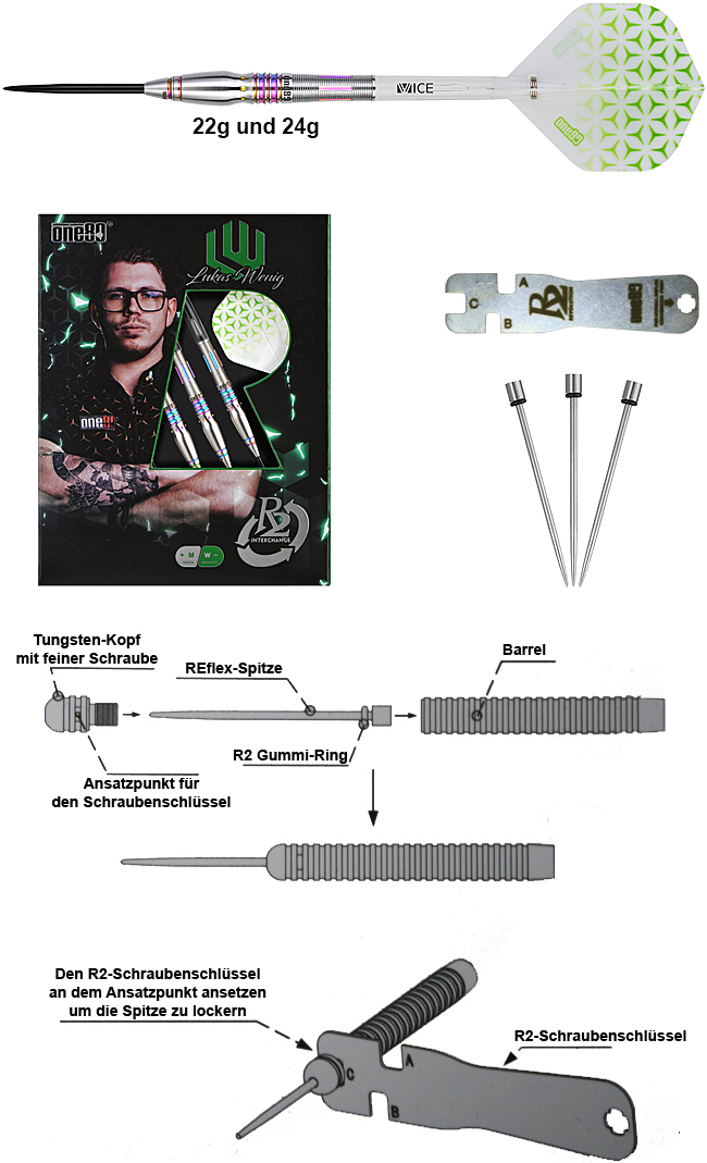 ONE80 Lukas Wenig Dart V2 R2 90%