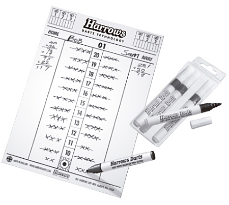 HARROWS Dry Wipe Score Board + 4 Stifte