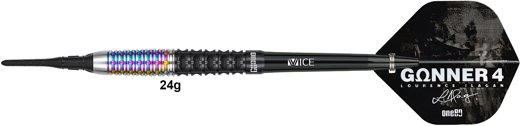 ONE80 Gunner 4 Black/Rainbow 90% - 24g Soft