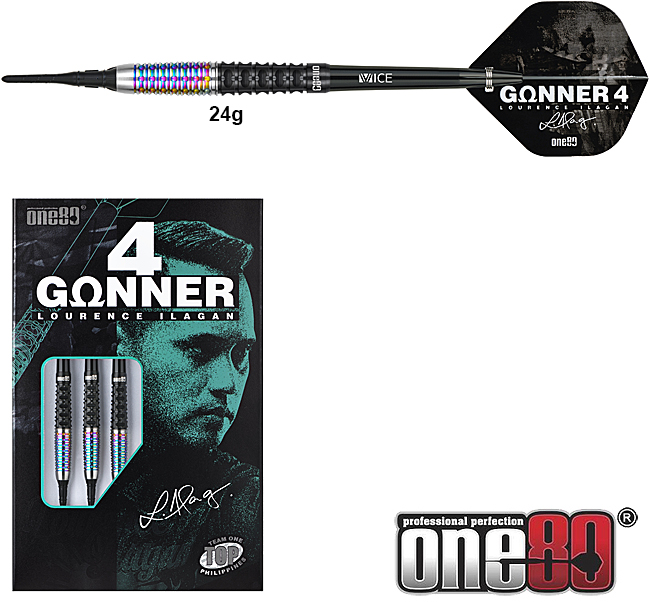 ONE80 Gunner 4 Black/Rainbow 90% - 24g Soft